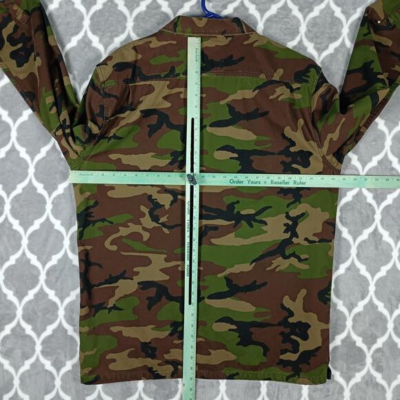 Vans Jacket Men XL Camo Canvas Military Field Button Front Woodland Utility Coat - Picture 5 of 9